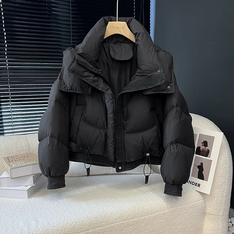 2025冬季新款夹棉棉服女短款加厚连帽棉衣棉袄宽松保暖面包服外套