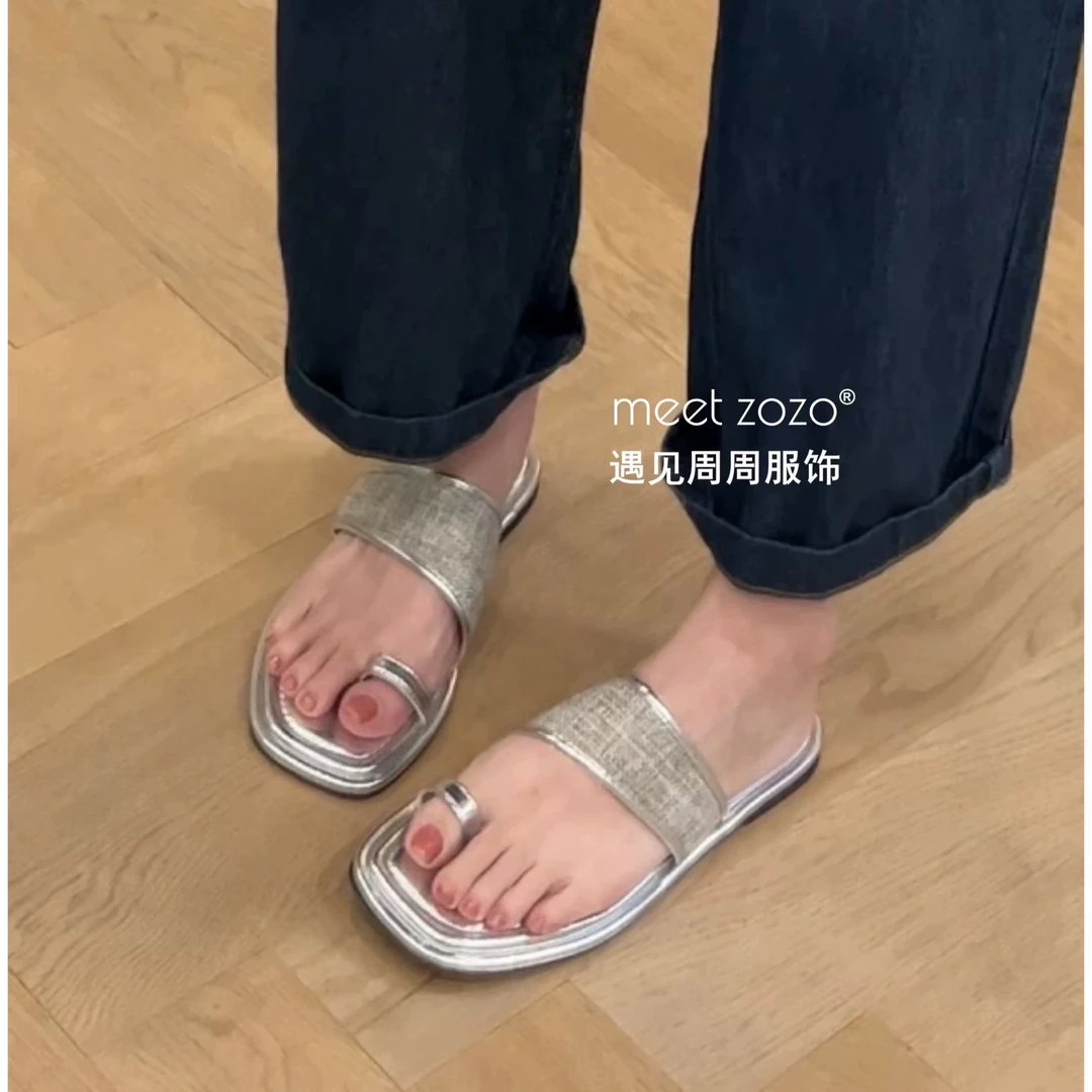 【周周】夏季韩系显白夹趾平底凉鞋拖鞋X44296