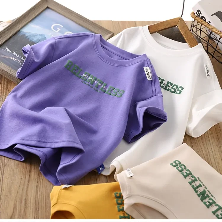 儿童T恤2025夏季新款上衣男童半袖中大童洋气休闲男孩宽松薄款