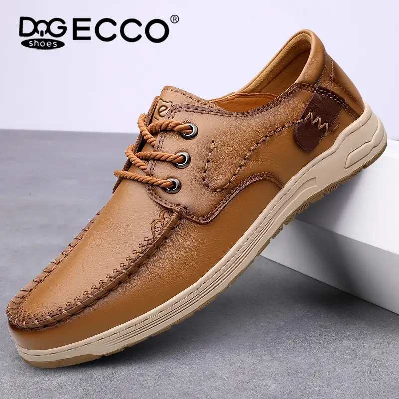 DQGECCO爱步特伦男鞋正品春季真皮休闲鞋夏季透气软底皮鞋商务鞋