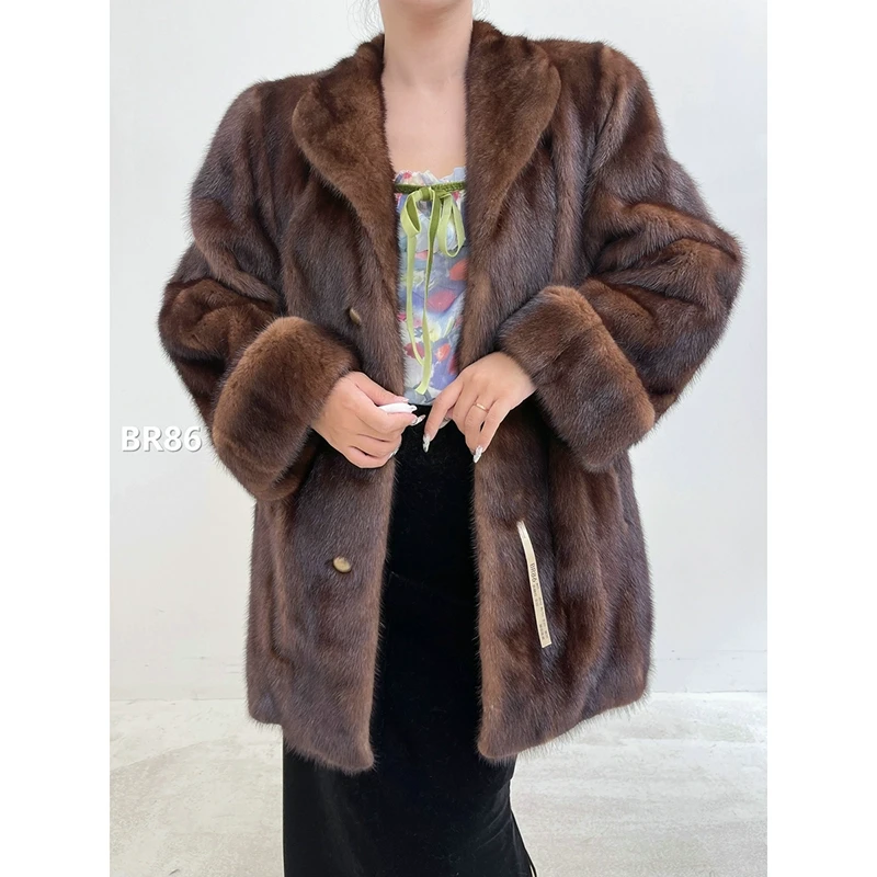 【BR86】M码 焦糖棕全抽貂皮外套水貂（肩42胸106衣80袖58）