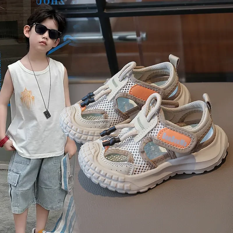 ABC儿童运动凉鞋2025夏季新款男童鞋子女童沙滩鞋软底镂空中大童