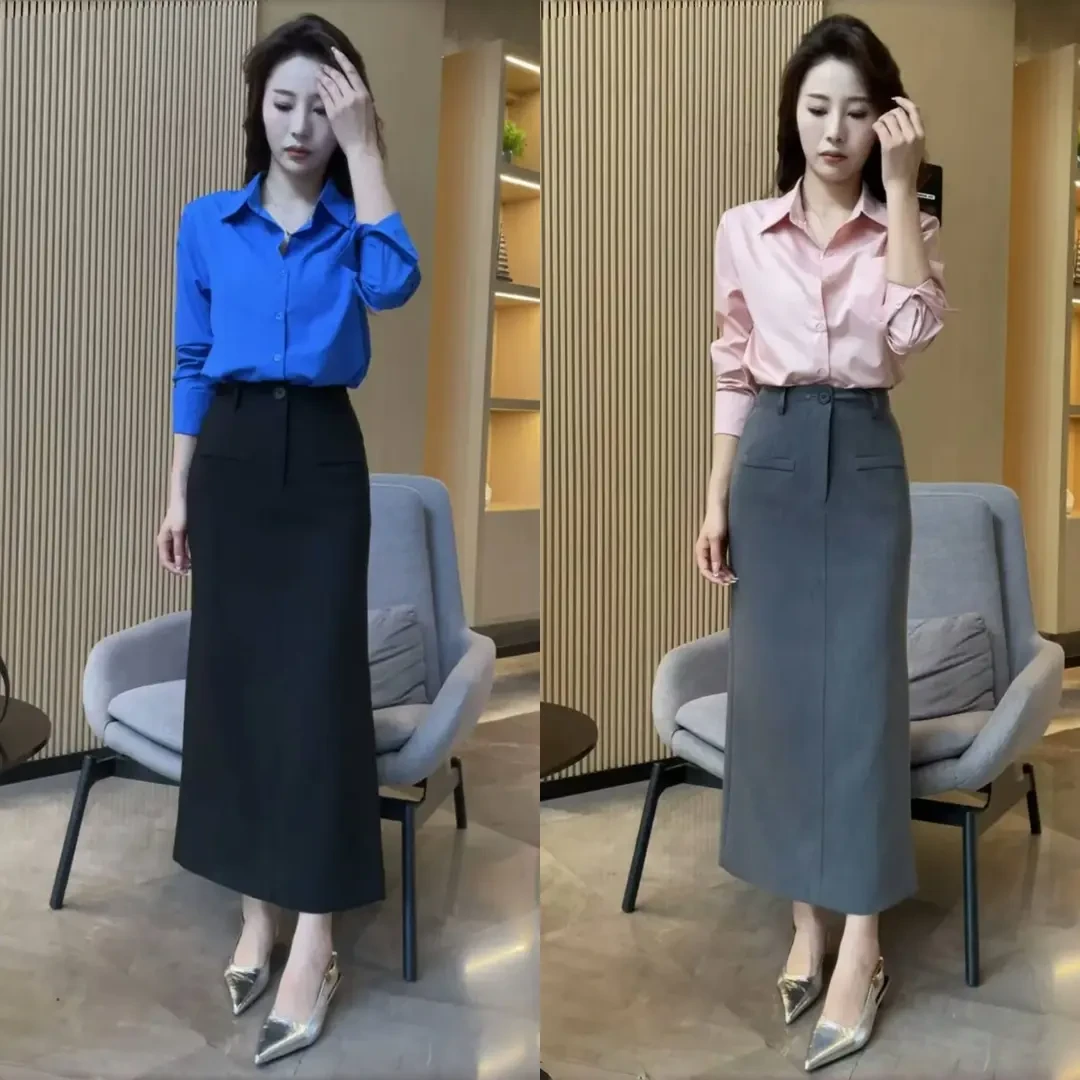 法式高级感开叉显瘦西装半身裙女春季2025新款流行爆款中长款裙子