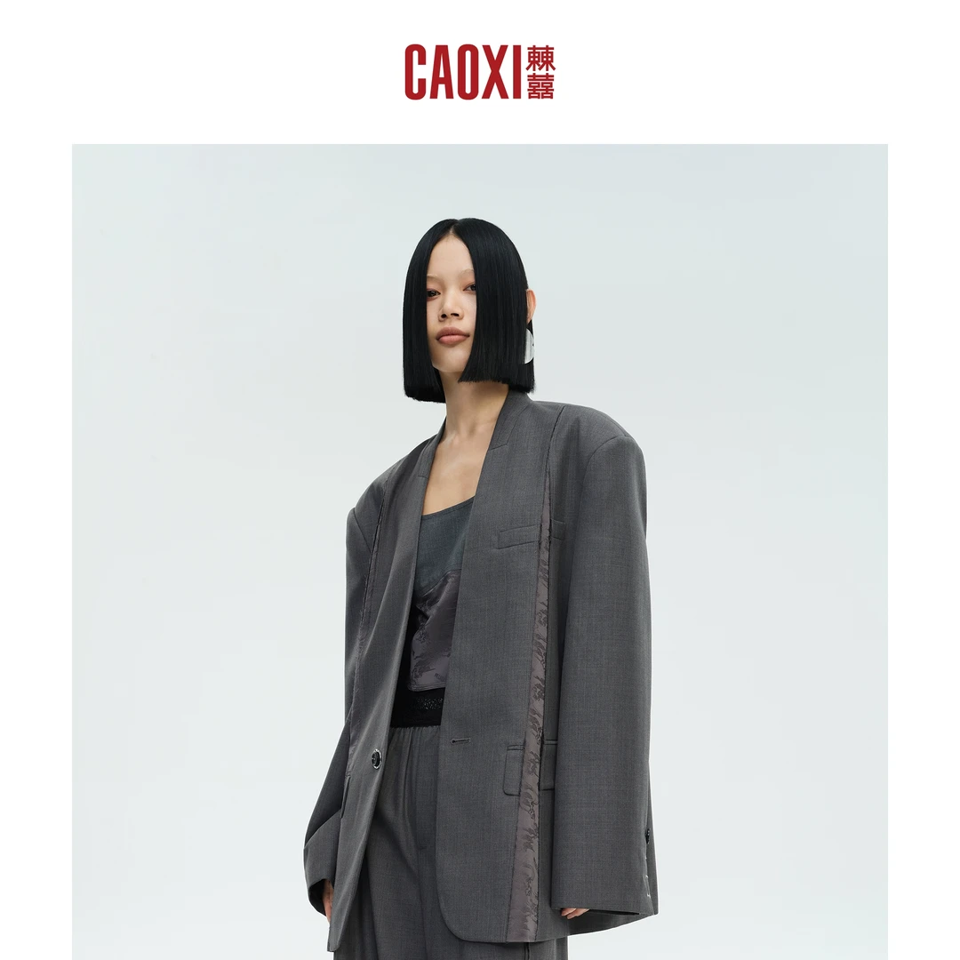 CAOXI㯥囍 原创分割廓形设计羊毛外套2025春季新款时尚商务西装女