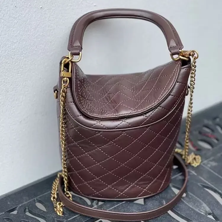 （大周专属）真皮定制原创设计单肩斜挎包2027#水桶包---乌木色