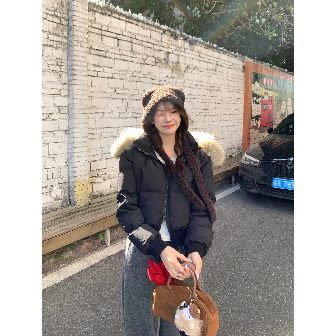 切糕自制【小海鸥】小个子秋冬女慵懒感收腰显瘦帽子可拆厚款羽绒服