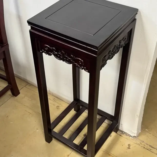 菠萝格实木花架客厅室内落地式置物架（酸枝色）32*32*80