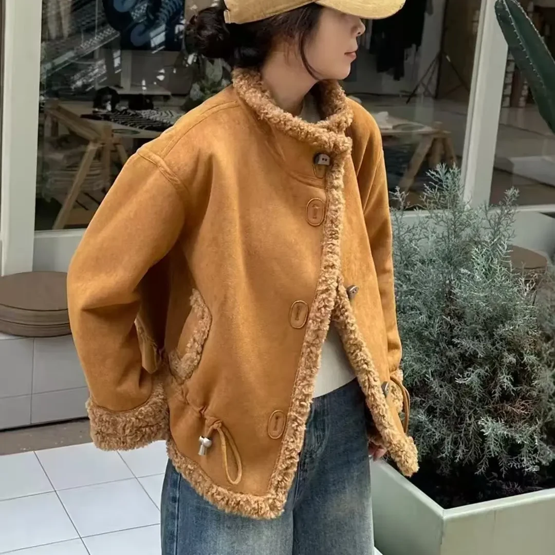 冬季复古时尚女保暖百搭短外套常规休闲百搭皮毛一体9319