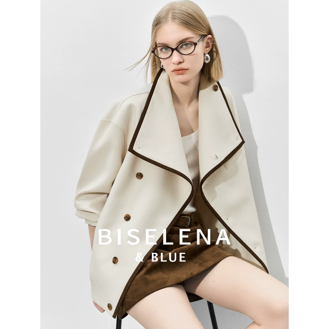 【黄蓉推荐】贝茜妮"Barnfit"撞色大翻领外套2025春季新款气质上衣