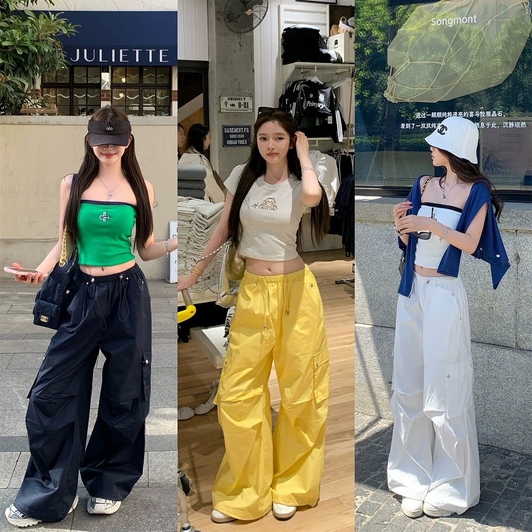 【美式酷姐vibe】高支休闲夏季 美式降落伞抽绳工装裤 NN2503011