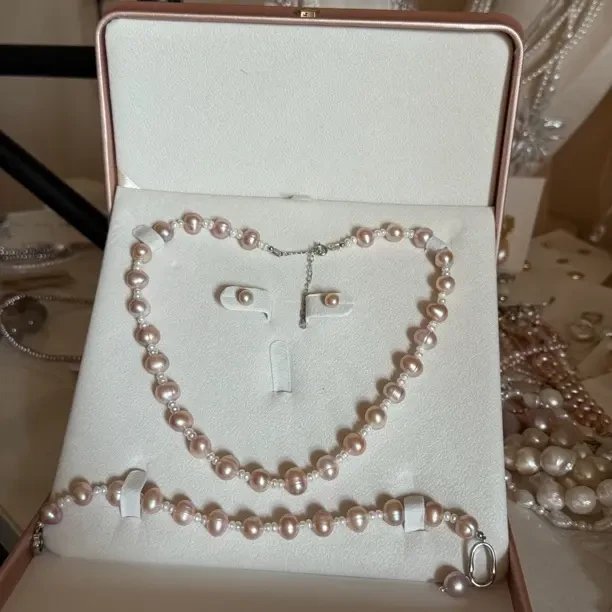 铜合金项链 混彩色锁骨颈链高级感颈饰原创手工桃花醉设计