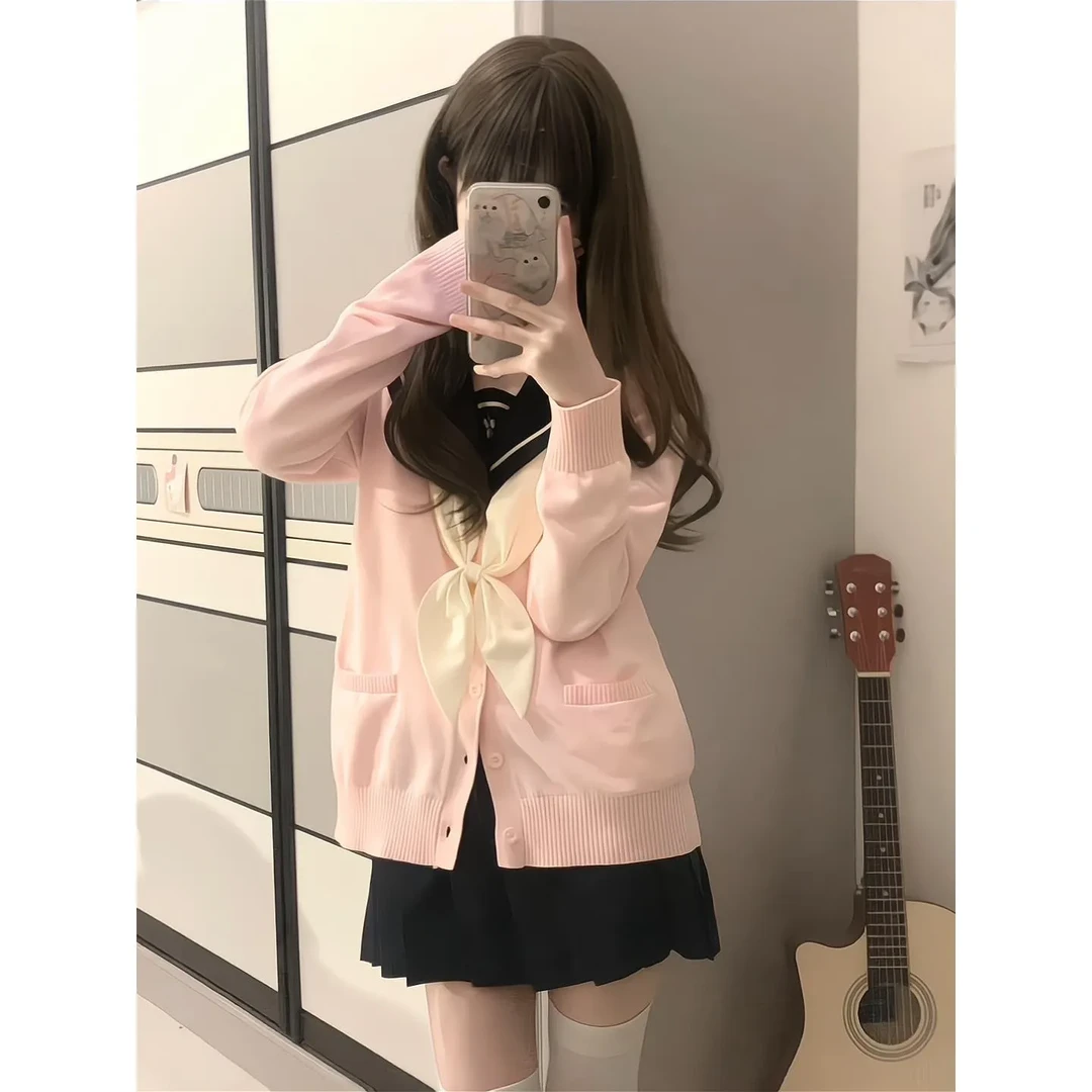 火星JK原创水手服女秋冬制服套装叠穿开衫长袖学院日系校供感校服