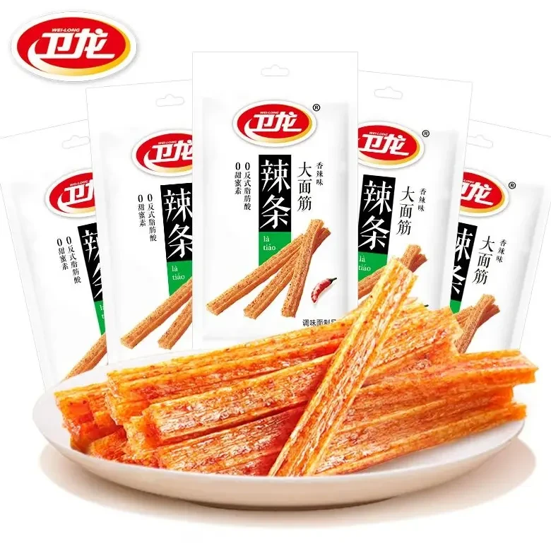 卫龙大面筋经典网红麻辣辣味休闲解馋香辣辣条办公室嚼劲65g*7包