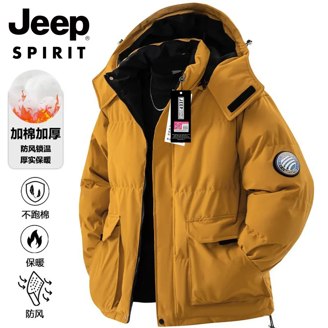 JEEP吉普冬季加厚保暖棉衣男士防寒休闲情侣外套潮流工装棉服