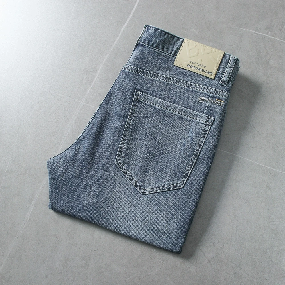 复古做旧 弹力垂顺 撤柜剪标男士春秋通勤休闲百搭长裤舒适牛仔裤