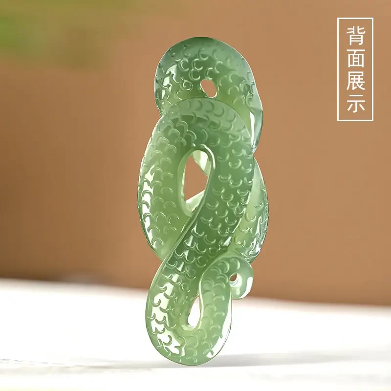 普贤菩萨挂件精品和田玉生肖蛇吊坠天然新疆玉石项链挂件玉坠礼品