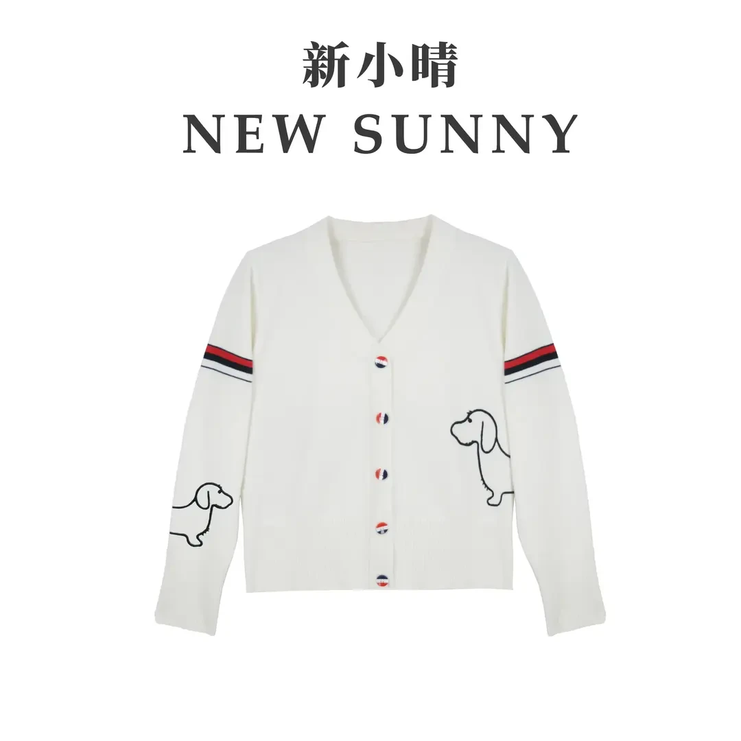 【妞妞】新款双绣彩带针织衫高级感学院风09113-白色