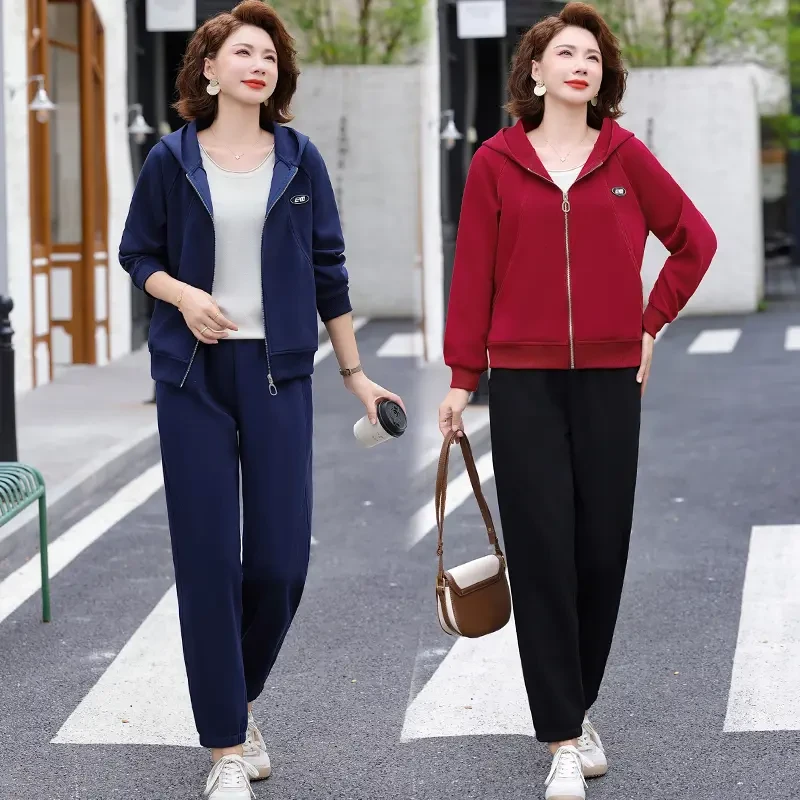 高品质时髦连帽运动套装女春秋2025街潮流显瘦外套减龄好看百搭