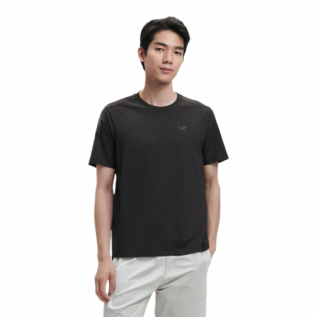 始祖鸟速干纯黑短袖Remige系列休闲运动速干透气圆领纯色短袖T恤