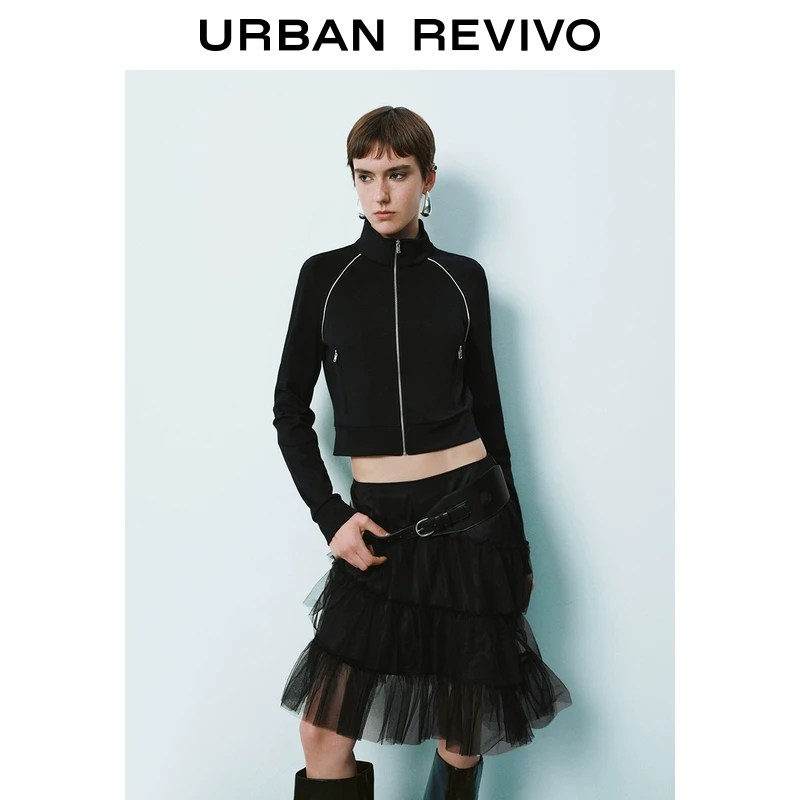 UR2025秋季新款女装潮流运动风撞色线条拉链外套UYY150009