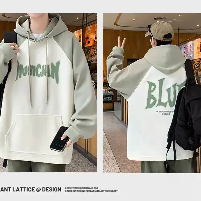 长袖秋ins卫衣秋季连帽秋冬季渐变字母男士卫衣男