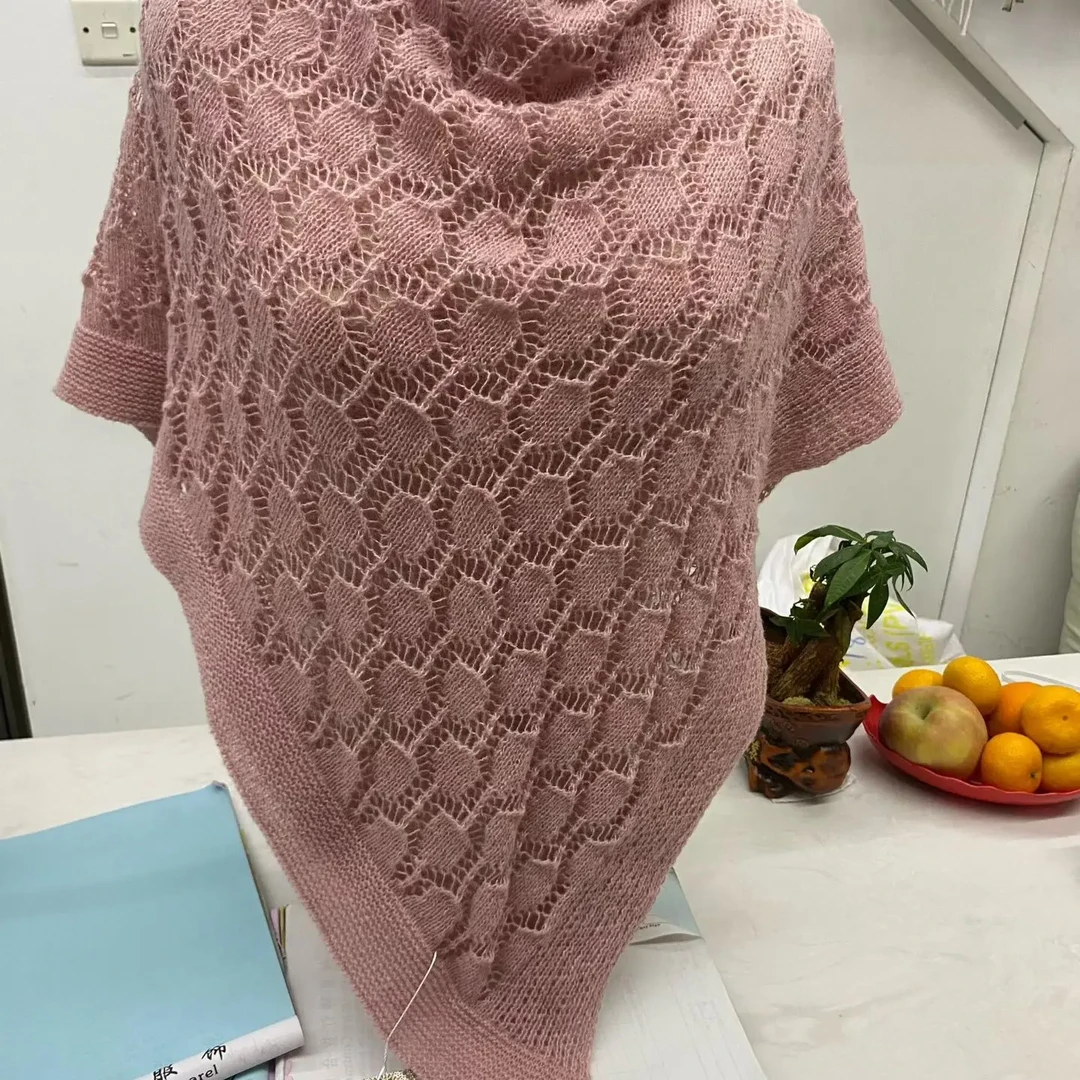 植物花卉薄款披肩保暖外搭休闲风红色复古港风秋冬网红大妈款