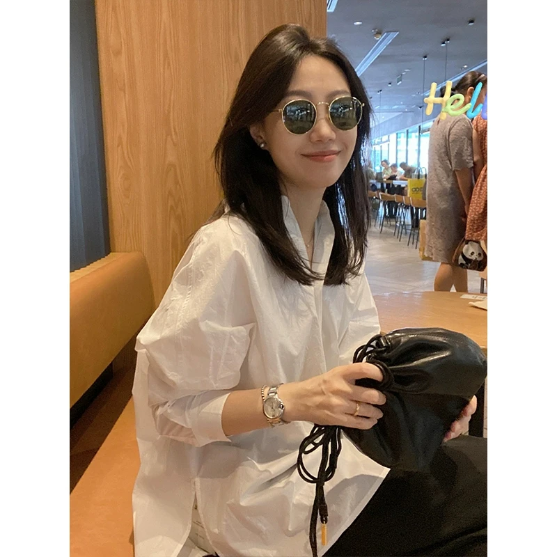 白衬衫韩系简约长袖宽松通勤休闲百搭慵懒风气质上衣女2025年新款