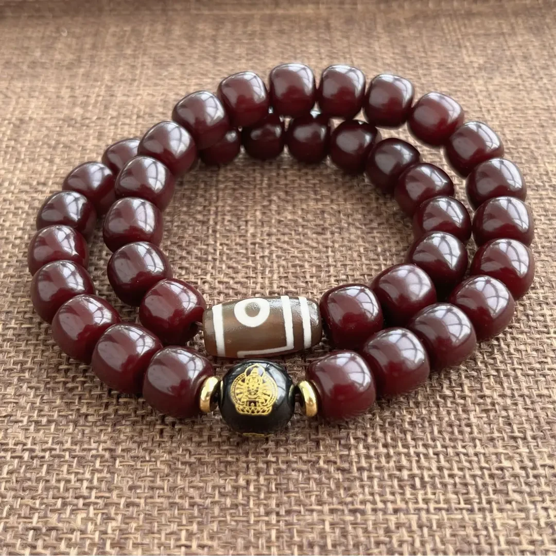 【十二生肖】菩提双圈手串溏心老料生肖文玩老桶珠