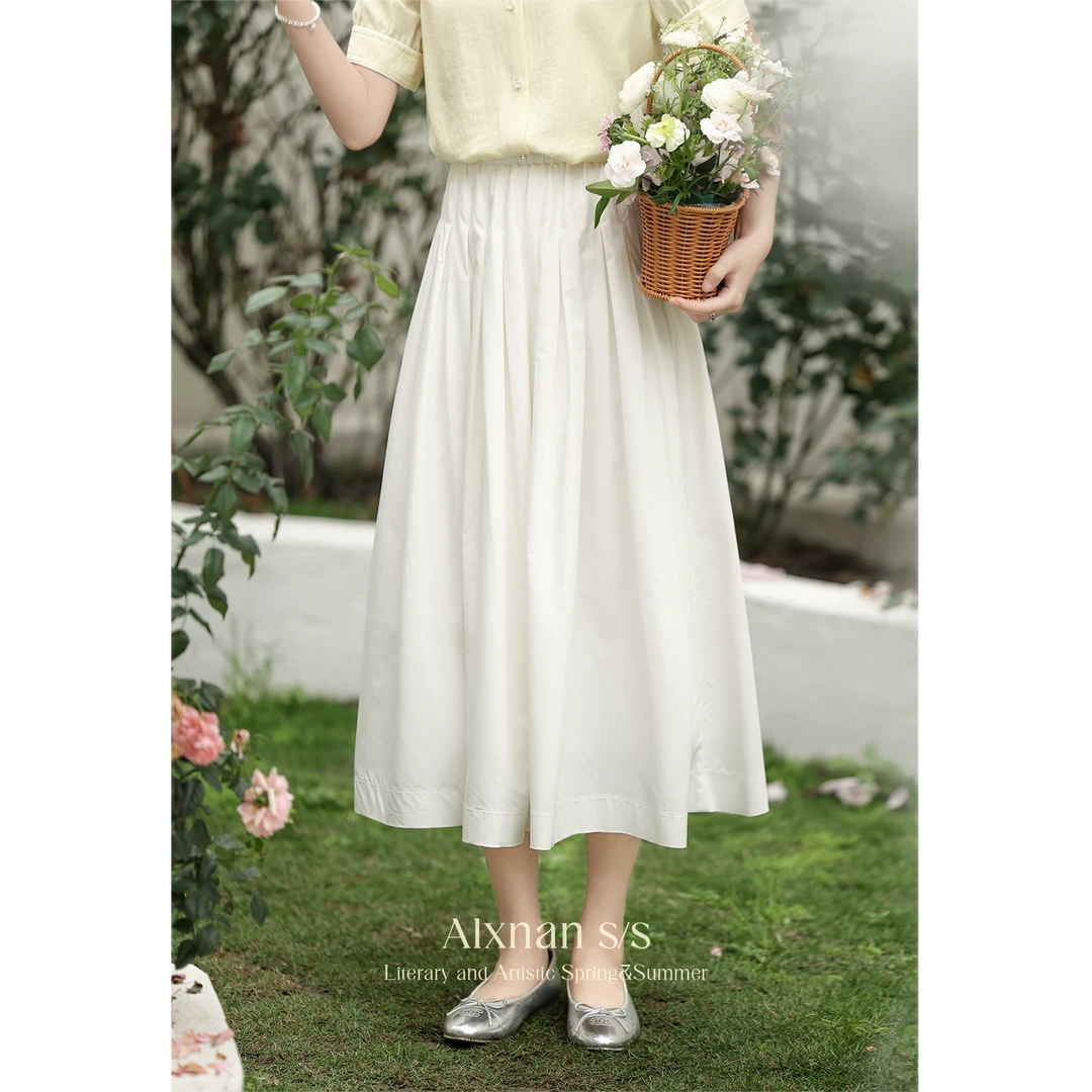 「素雅裙韵」温柔风气质半身裙女2025春季新款高腰百褶裙子L35376