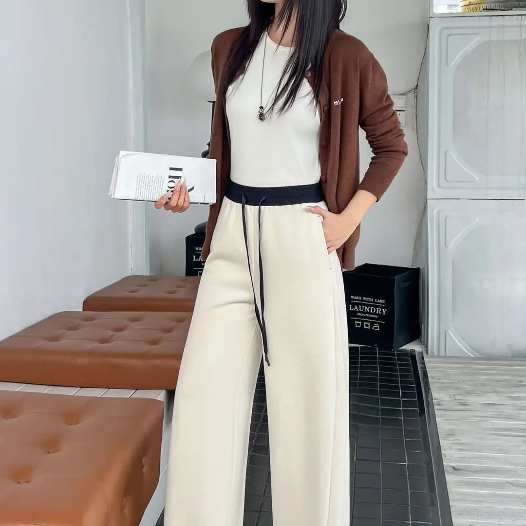 冬季直筒长裤休闲风抽绳垂感十足