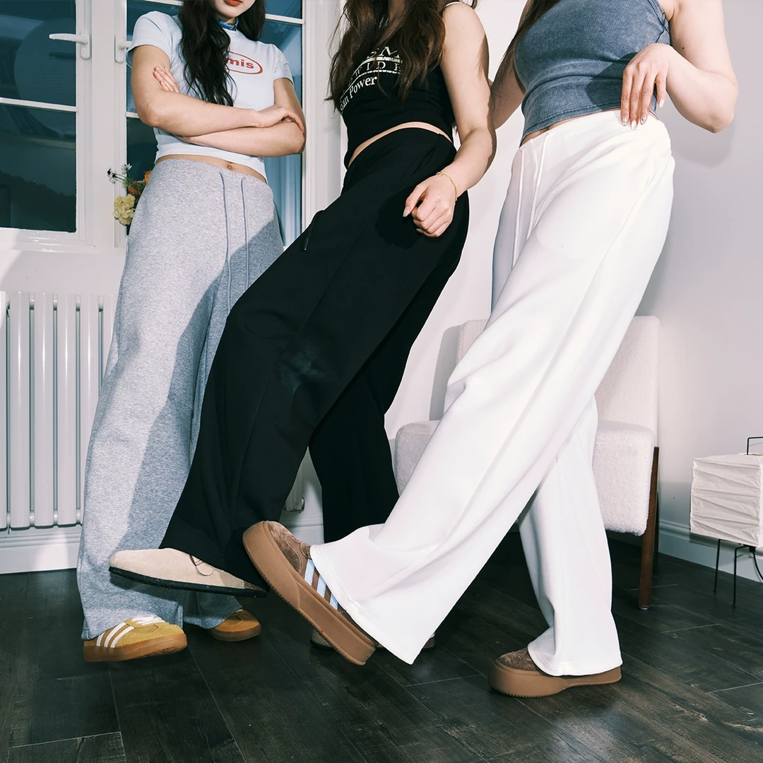 lemanism纯色空气层运动卫裤男2025春季宽松垂感直筒裤情侣休闲裤