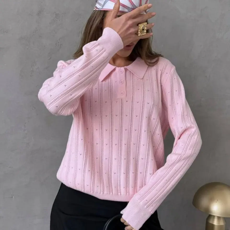 公主袖冬季纯色秋季针织毛针织衫套头款常规款通勤风