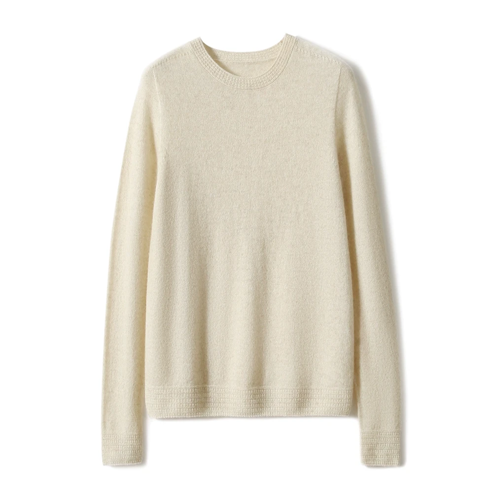 年冬進口无缝全成型 全羊绒显瘦保暖定染色圆领针织衫ZZJ664802VG