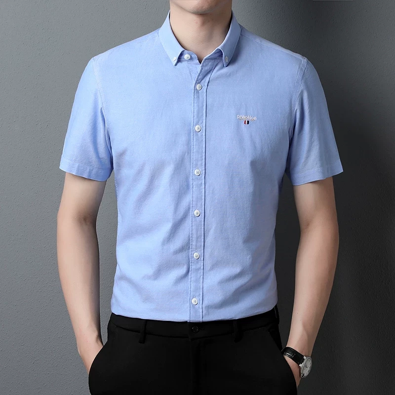 时尚高端衬衫短袖夏季日常商务半袖免烫男装2025新款男士休闲衬衣