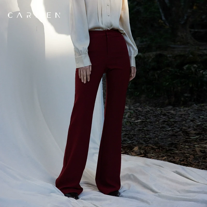 【粉丝专享】Carmen高端品牌中高腰直筒微喇裤25早春垂感休闲长裤