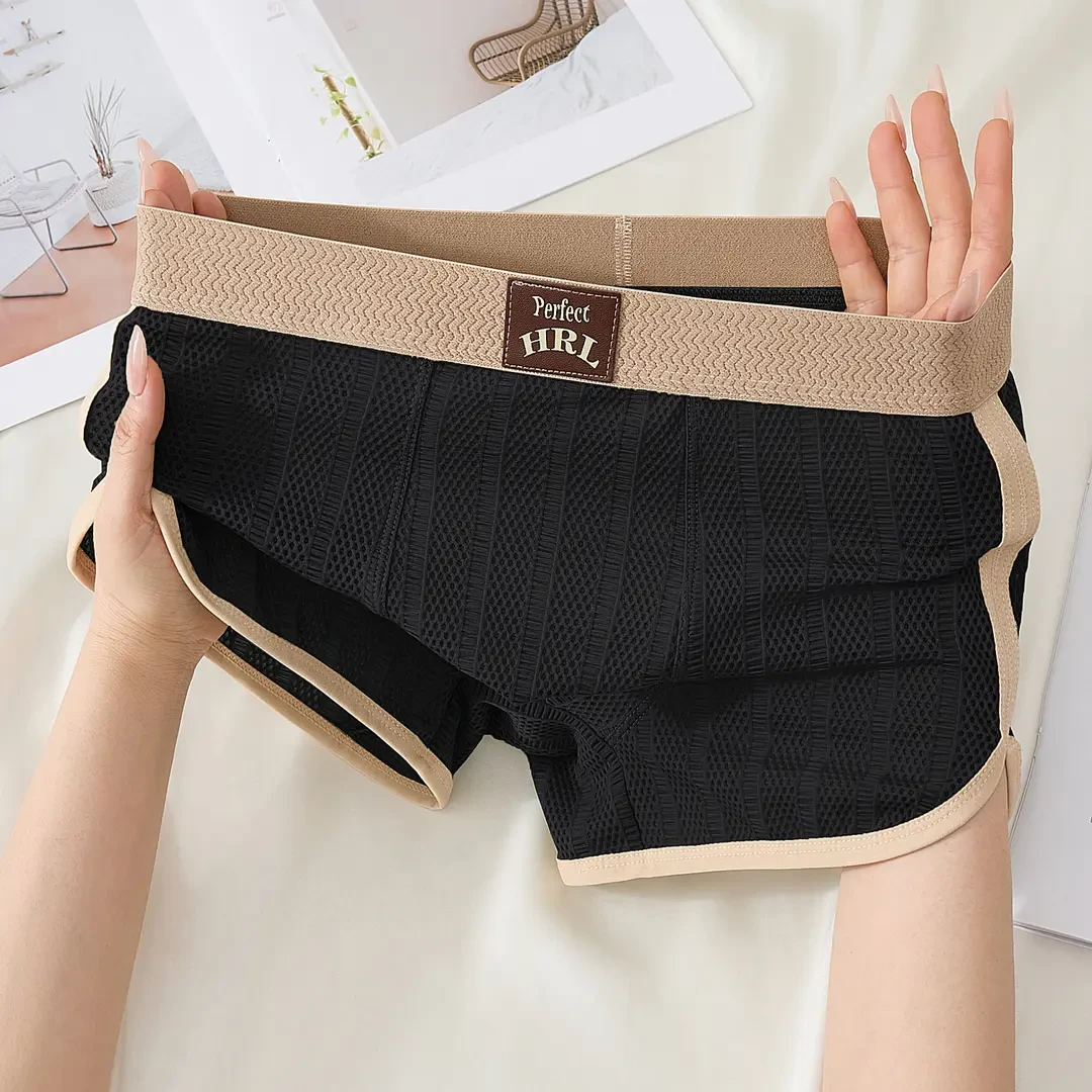 夏季薄款男士冰丝内裤凉感舒适亲肤透气平角裤青年运动中腰短裤衩