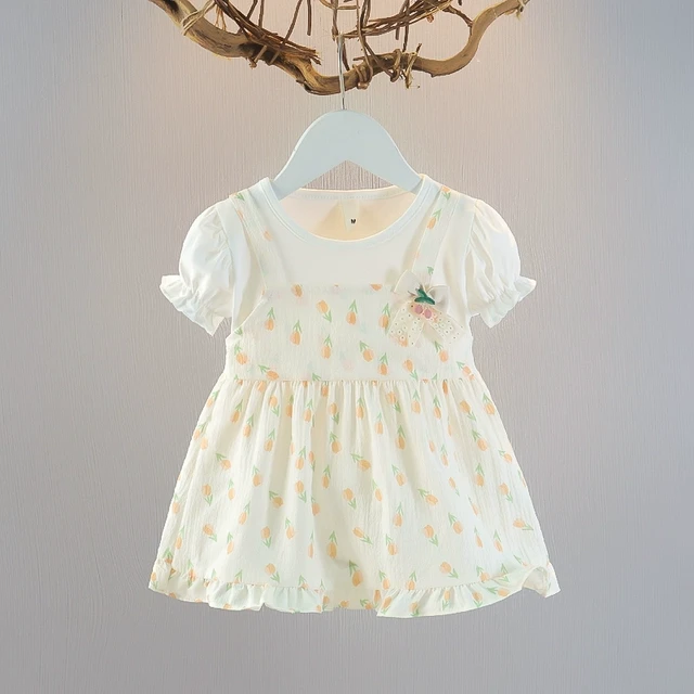 女童连衣裙女宝宝夏装婴儿棉裙子一岁二岁韩版夏季短袖公主裙碎花