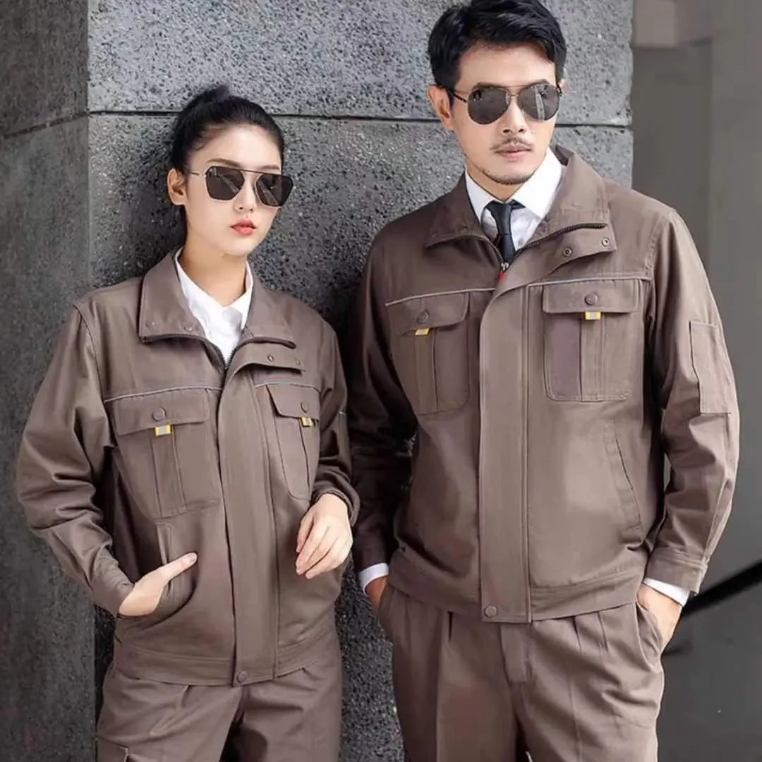 纯棉工作服男款电焊工电工建筑工地全棉防烫耐磨劳保工作服套装