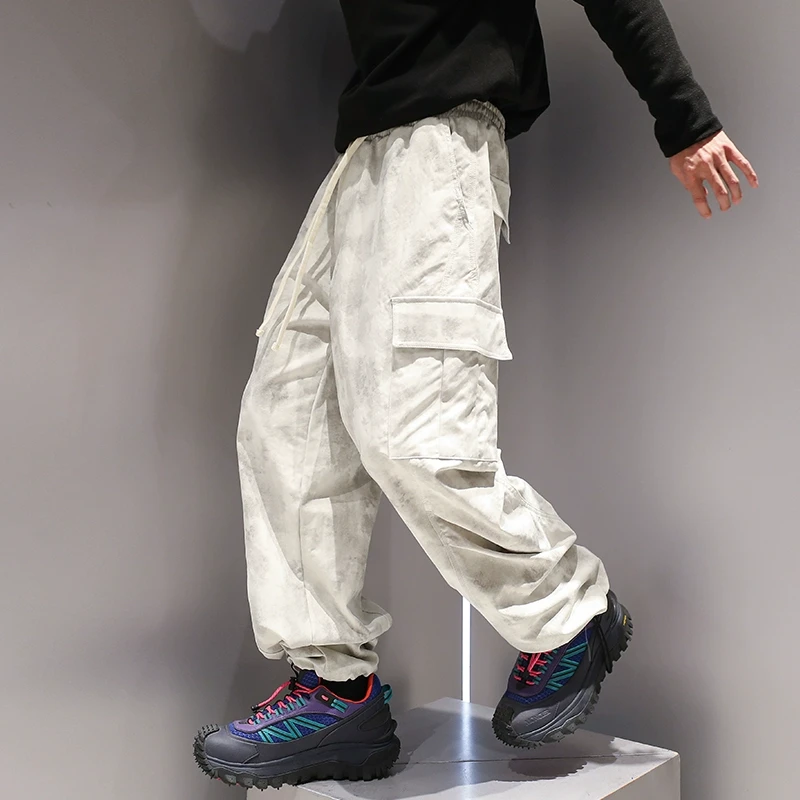 有术美式潮牌工装大码松紧伞兵裤2025新款小众休闲宽松抽绳直筒裤
