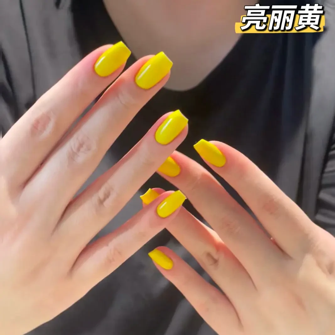 亮丽黄纯手工穿戴甲百搭显白美甲仙女必备美甲中款高品质美甲贴片