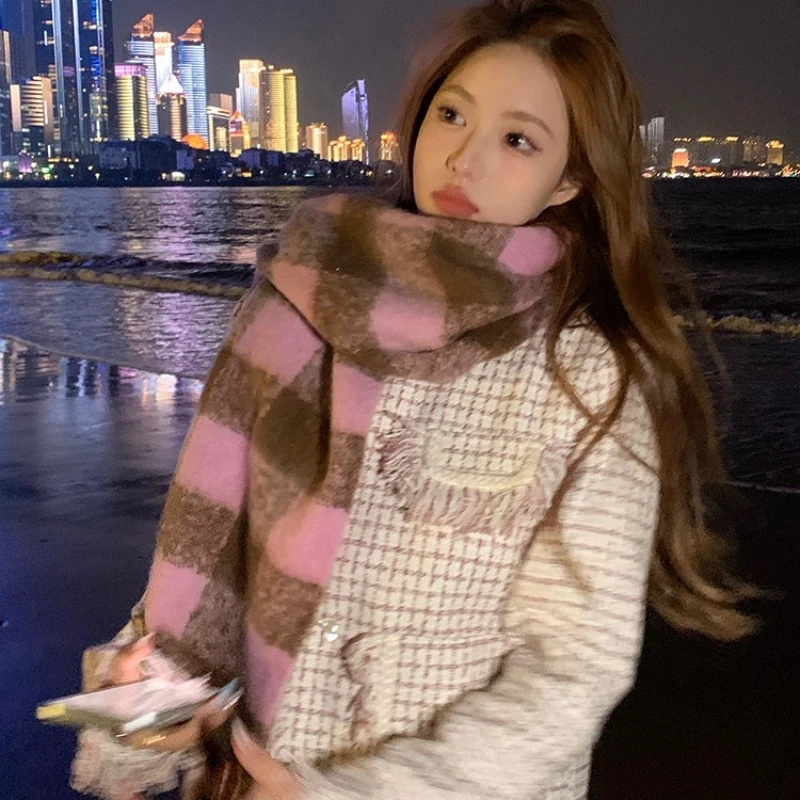 2025新款韩版围巾女冬季马海毛加厚保暖氛围感加厚长围脖披肩学生