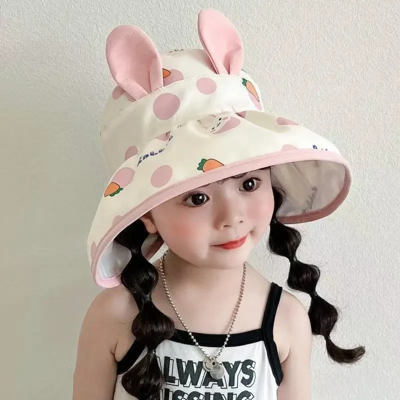 儿童防晒帽大帽檐防紫外线空顶遮阳帽男女童夏季薄款宝宝太阳帽LQ