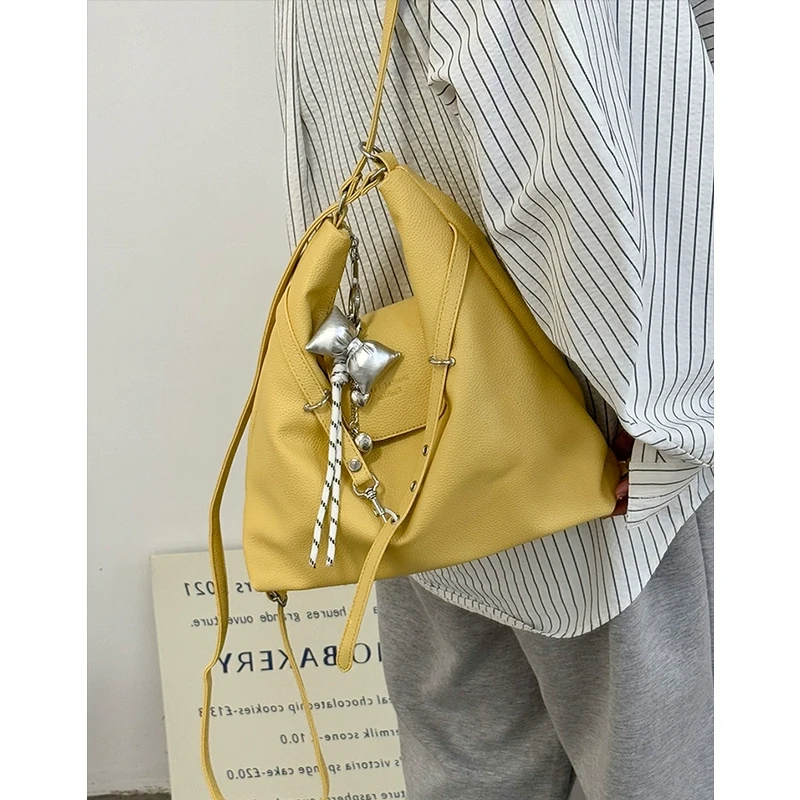 韩版软面大容量包包女2025夏季新款单肩包时尚休闲学生上课双肩包