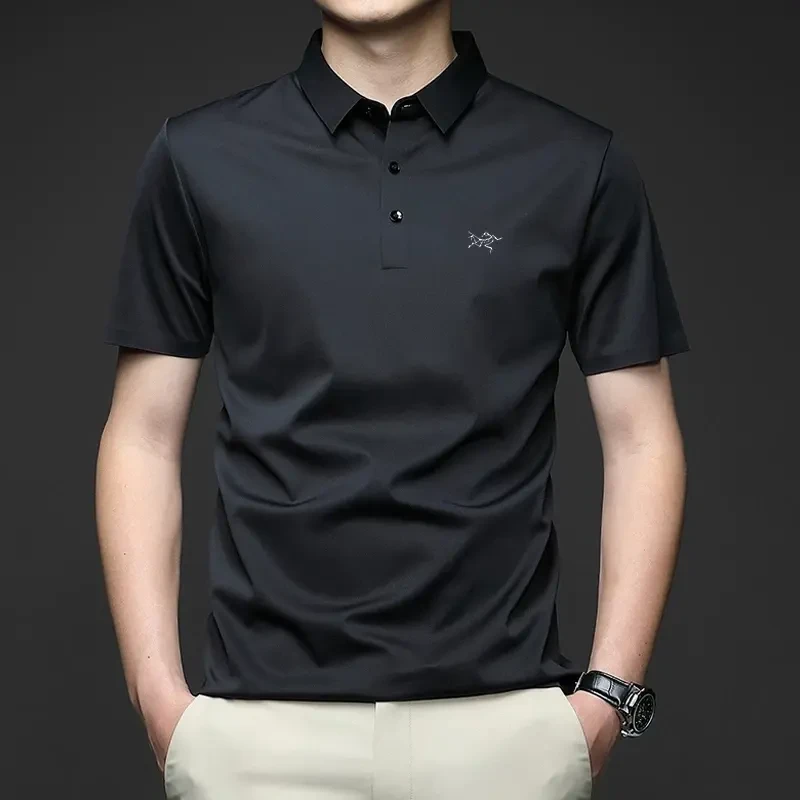 始祖刺绣鸟男士速干短袖t恤夏季新款高端商务休闲翻领半袖polo衫