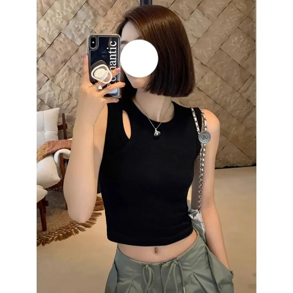 法式别致甜辣镂空吊带小背心女夏外穿内搭打底无袖运动短款上衣