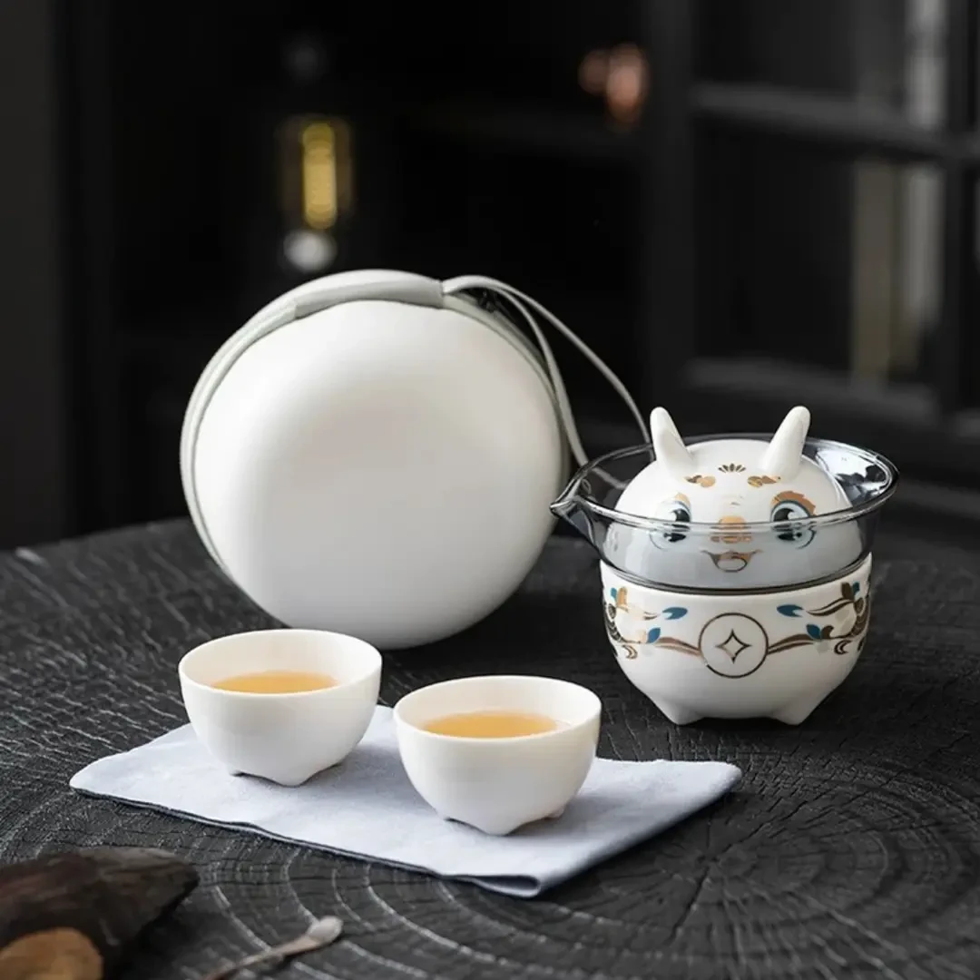 吉龙进宝旅行茶具套装小龙人卡通便携茶具H360