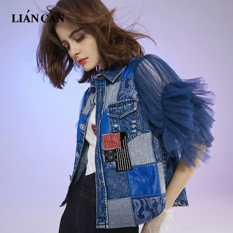 莲灿2025春季新商场同款波西米亚风设计师牛仔短袖外套71AW396002