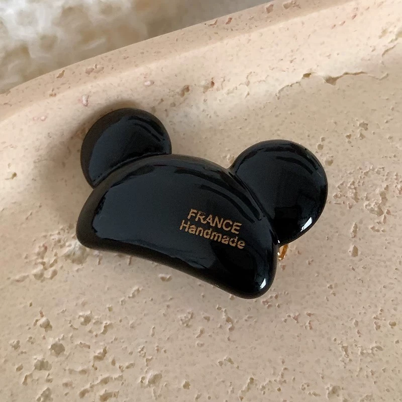 新款韩风可爱米奇发夹侧边百搭耳朵设计感醋酸材质鸭嘴夹头发装饰