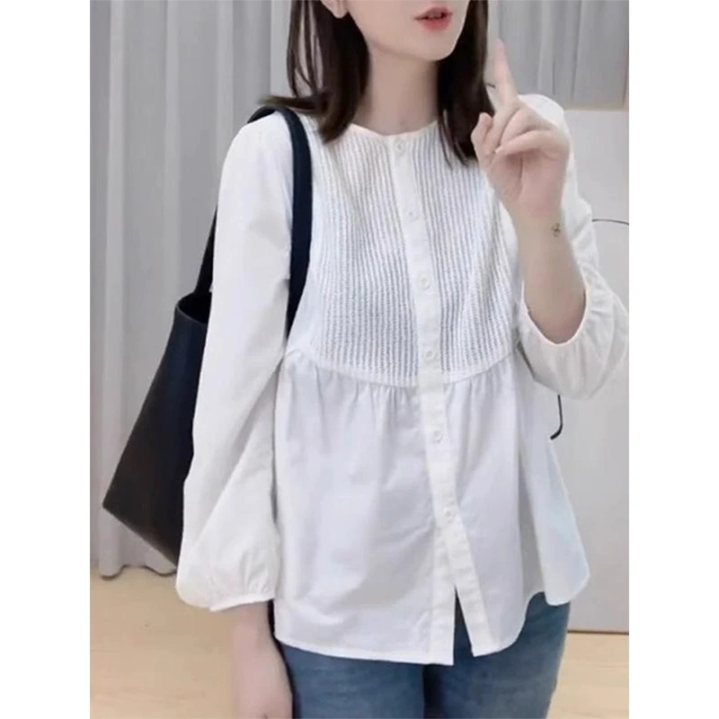 白色条纹衬衣女爆款2025春秋新款洋气通勤上衣法式气质打底衬衫潮