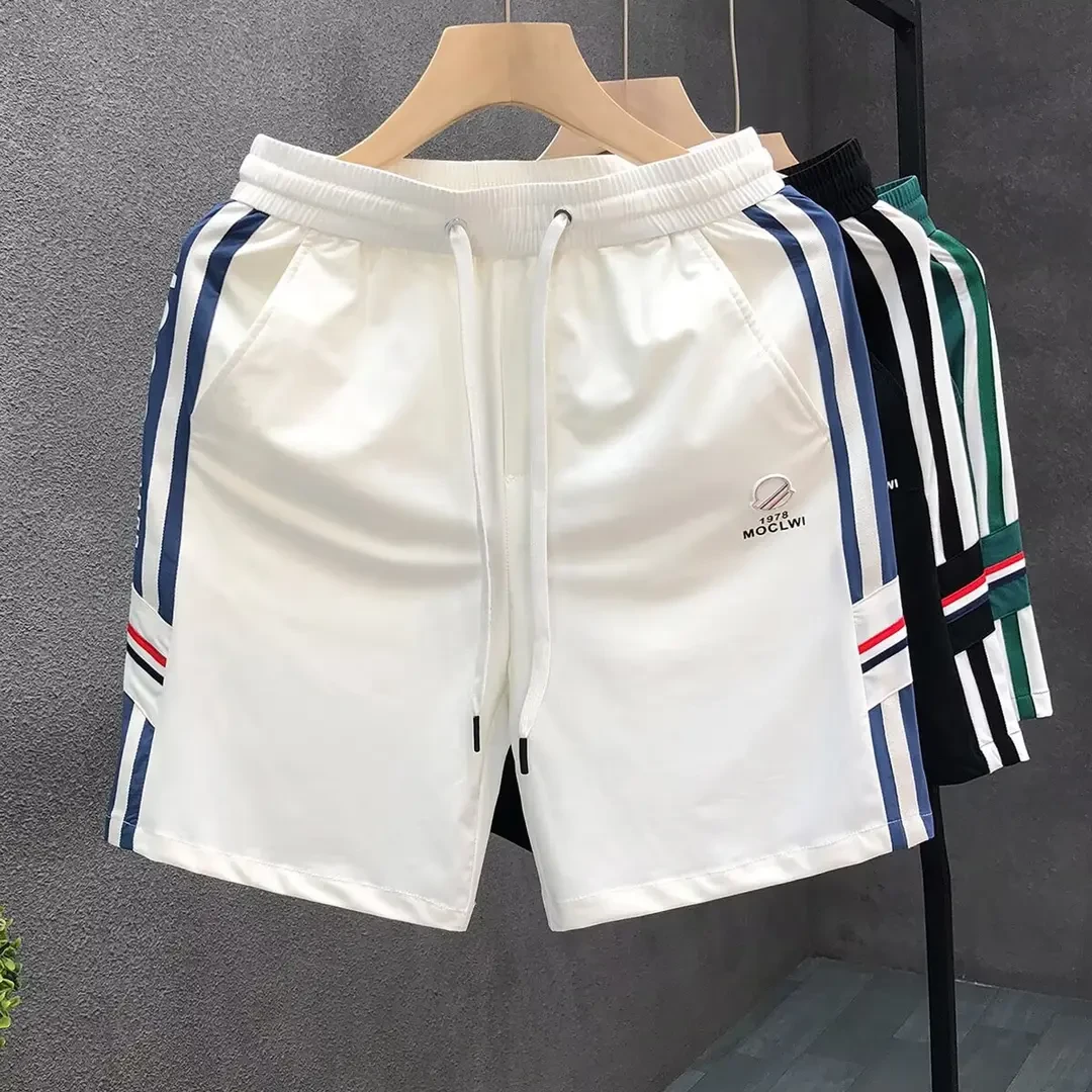 个性拼接撞色休闲裤夏季设计感松紧腰中裤薄款透气短裤速干沙滩裤